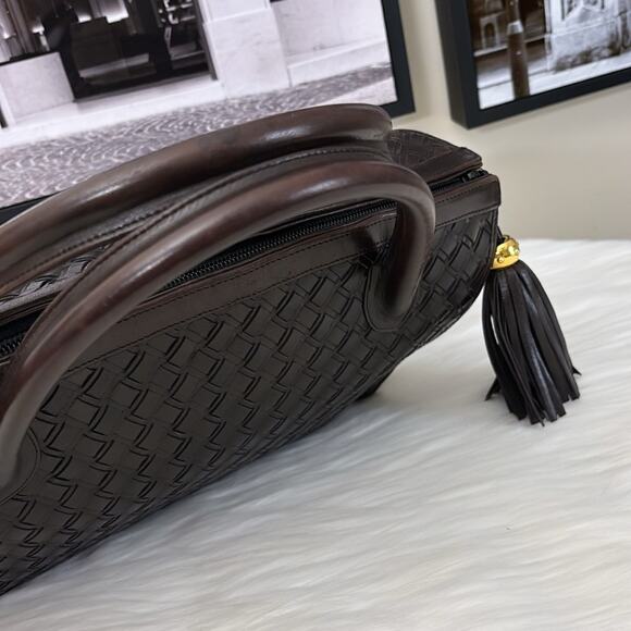 BALLY HandBag Leather Brown Gold Authentic - Picture 9 of 13